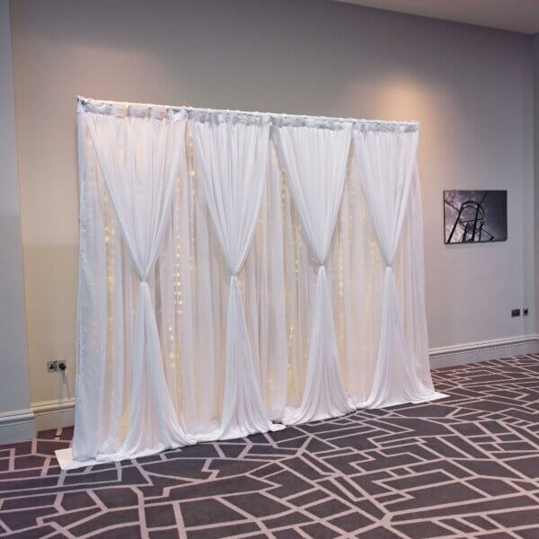 3m White Drape Backdrop - Style 1 - Curtain Lights - Image 2