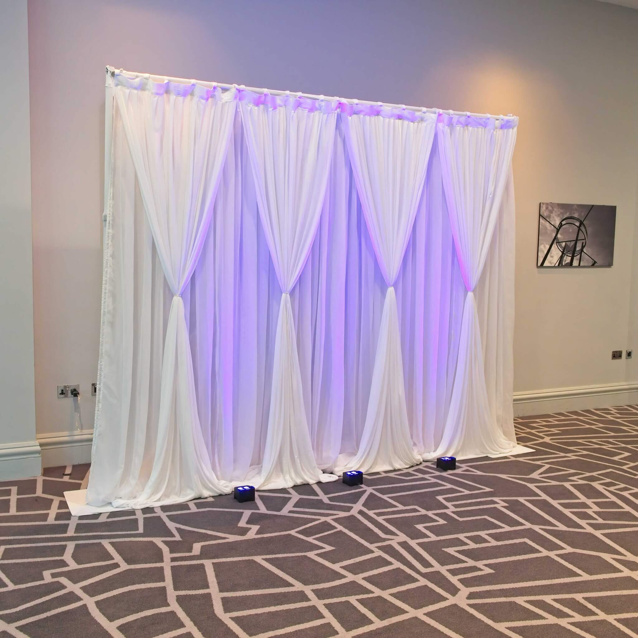 3m White Drape Backdrop - Style 1 - Uplights