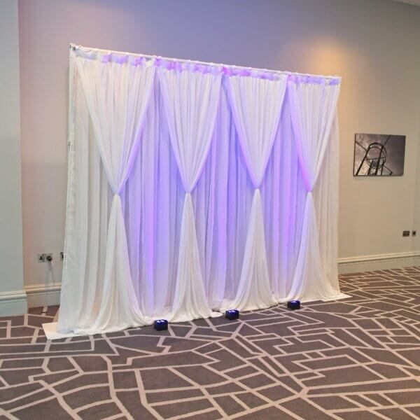 3m White Drape Backdrop - Style 1 - Uplights - Image 2