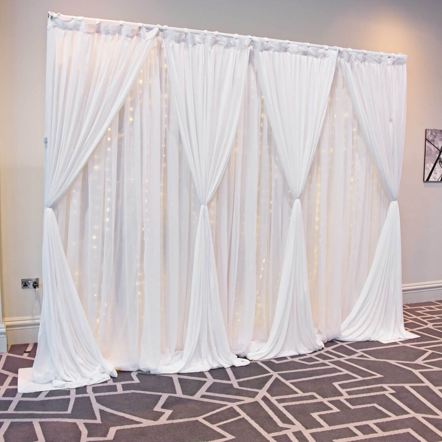 3m White Drape Backdrop - Style 2 - Curtain Lights