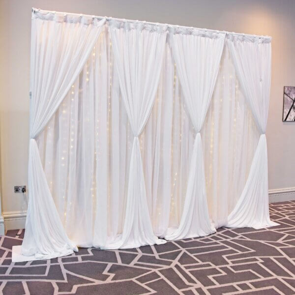 3m White Drape Backdrop - Style 2 - Curtain Lights - Image 2
