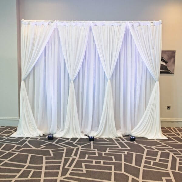 3m White Drape Backdrop - Style 2 - Uplights - Image 3