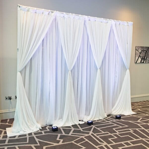 3m White Drape Backdrop - Style 2 - Uplights - Image 4