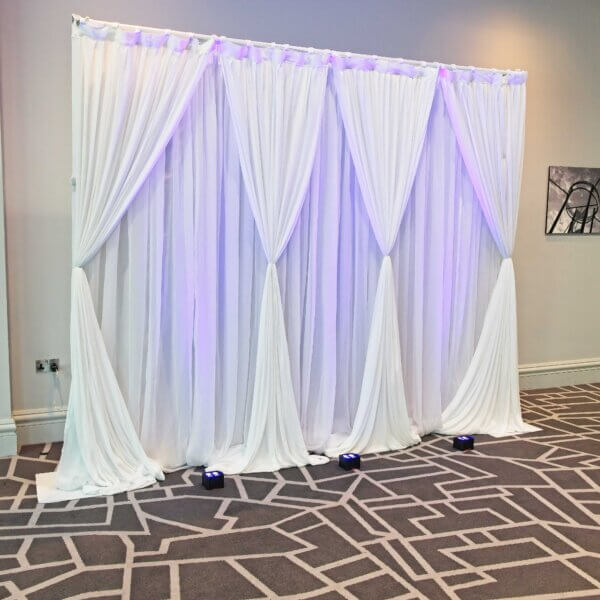 3m White Drape Backdrop - Style 2 - Uplights - Image 2