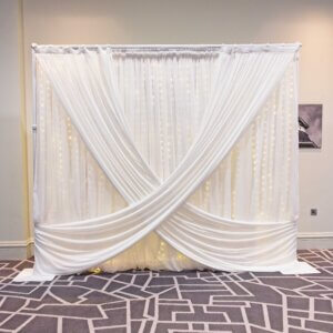 3m White Drape Backdrop – Style 3 – Curtain Lights