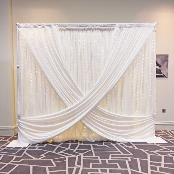 3m White Drape Backdrop - Style 3 - Curtain Lights