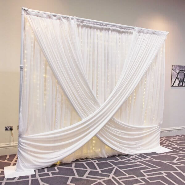 3m White Drape Backdrop - Style 3 - Curtain Lights - Image 2