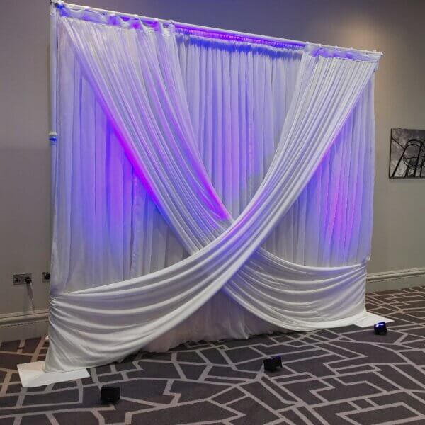3m White Drape Backdrop - Style 3 - Uplights - Image 2
