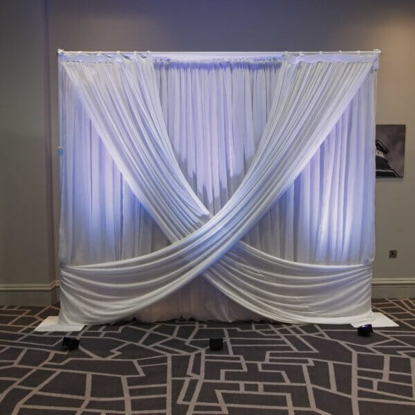 3m White Drape Backdrop - Style 3 - Uplights - Image 3