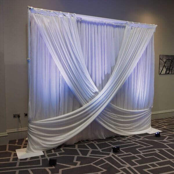 3m White Drape Backdrop - Style 3 - Uplights - Image 4
