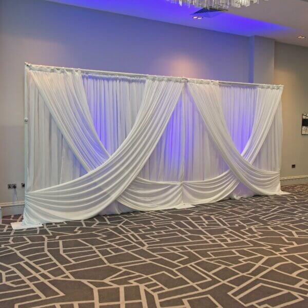 6m White Drape Backdrop - Style 3 - Uplights - Image 2