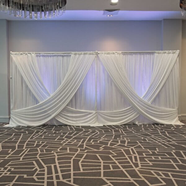 6m White Drape Backdrop - Style 3 - Uplights - Image 3