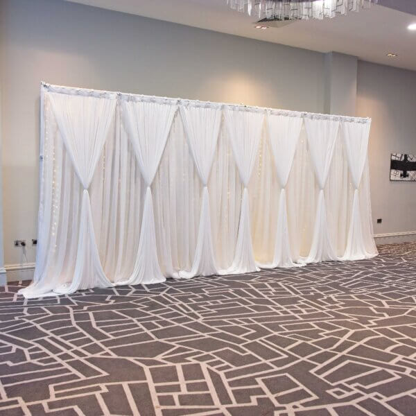 6m White Drape Backdrop - Style 1 - Curtain Lights - Image 2
