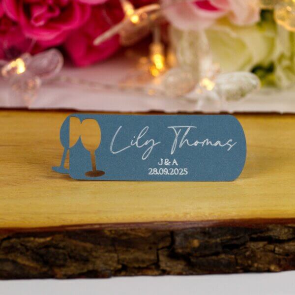 Personalised Wedding Champagne Glasses Place Cards - Image 15