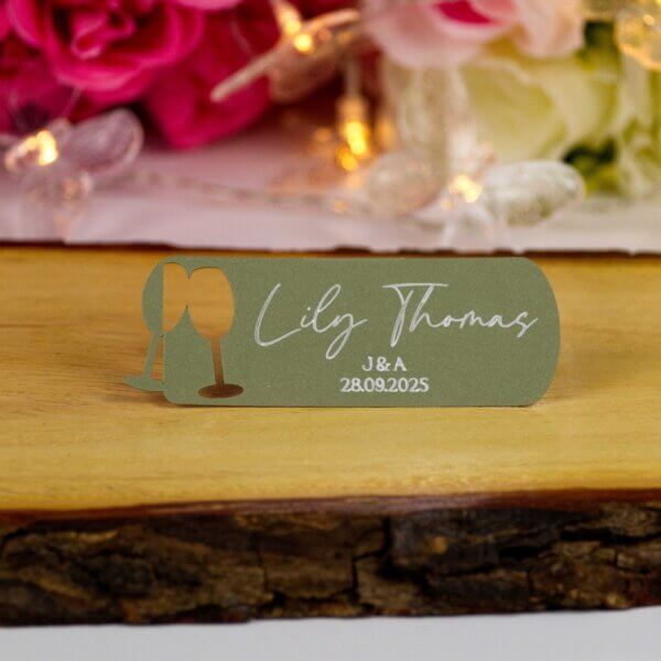 Personalised Wedding Champagne Glasses Place Cards - Image 14
