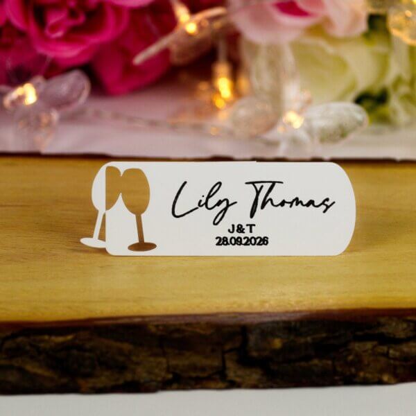 Personalised Wedding Champagne Glasses Place Cards - Image 12