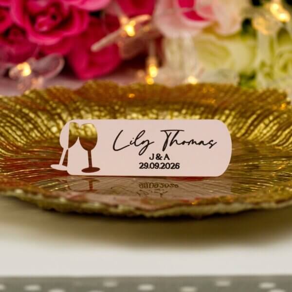 Personalised Wedding Champagne Glasses Place Cards - Image 8