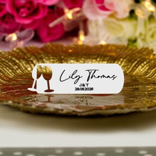 Personalised Wedding Champagne Glasses Place Cards - Image 7