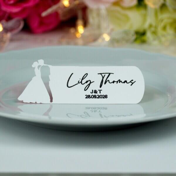 Personalised Wedding Couple Silhouette Place Cards - Image 5