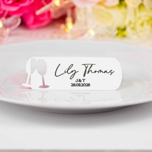 Personalised Wedding Champagne Glasses Place Cards - Image 6
