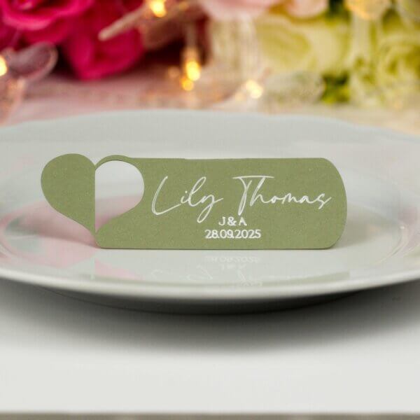 Personalised Wedding Heart Place Cards - Image 3