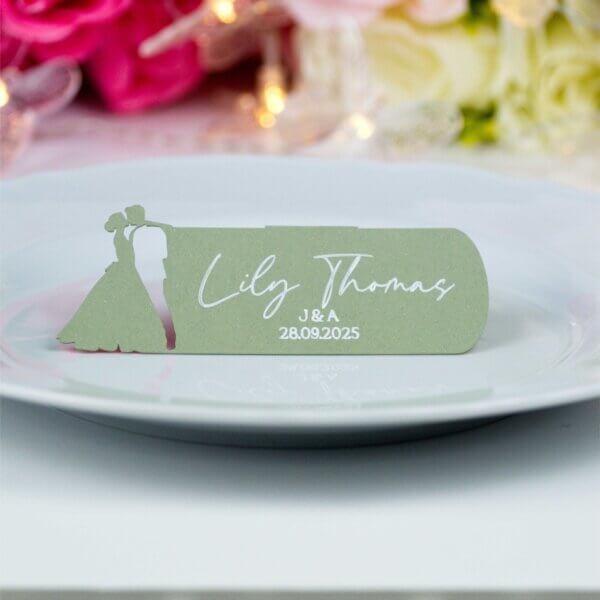 Personalised Wedding Couple Silhouette Place Cards - Image 3