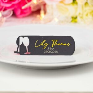 Personalised Wedding Champagne Glasses Place Cards